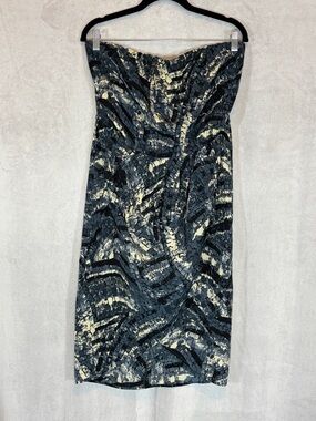 bar III - Blue Cream Black - Strapless Dress - Large